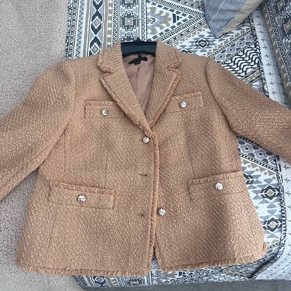 Brand new tan tweed suit jacket